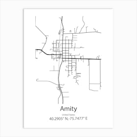 Amity,United States Minimalist Map Art Print