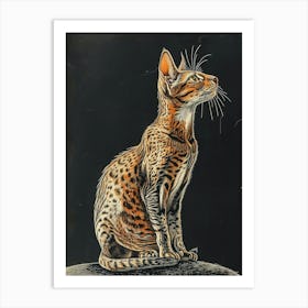 Egyptian Mau Cat Relief Illustration 1 Art Print