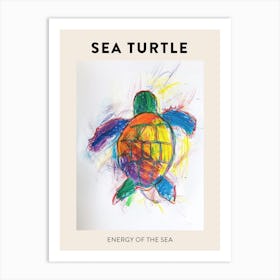 Minimalist Rainbow Turtle Doodle Poster Art Print