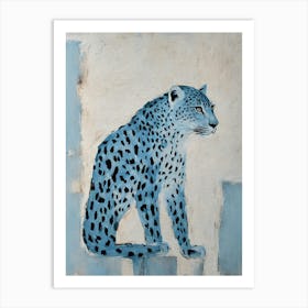 Vintage Art Deco Blue Jaguar Cheetah Art Art Print