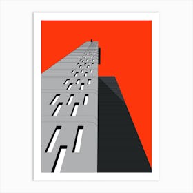 Balfron Tower, Black, White and Red Art Print