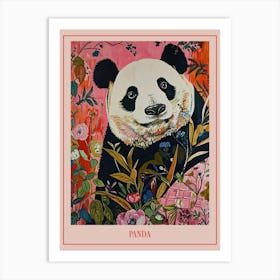 Floral Animal Painting Panda 1 Poster Art Print