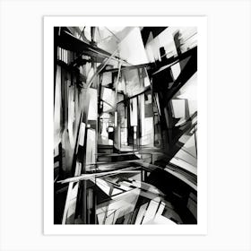 Distorted Reality Abstract Black And White 5 Art Print