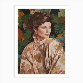 Floral Handpainted Portrait Of Princess Leia Carrie Fisher2 Art Print