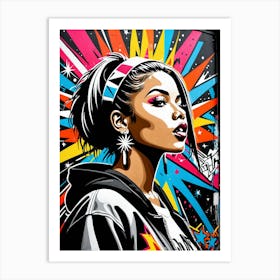 Graffiti Mural Of Beautiful Hip Hop Girl 68 Art Print