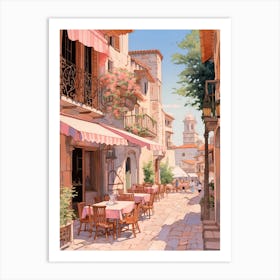Antalya Turkey 6 Vintage Pink Travel Illustration Art Print
