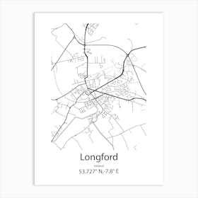 Longford,Ireland Minimalist Map Art Print