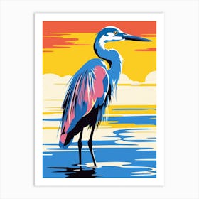 Andy Warhol Style Bird Great Blue Heron 6 Art Print