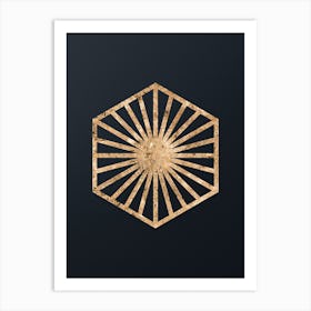 Abstract Geometric Gold Glyph on Dark Teal n.0459 Art Print