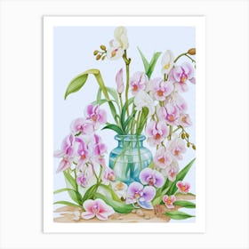 Beautiful Orchids In A Vase 1 Art Print