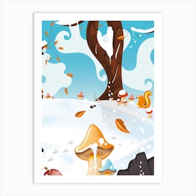 Winter Forest cartoon Art Print