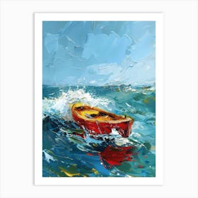 Red Boat In The Sea 5 Art Print