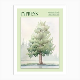 Cypress Tree Atmospheric Watercolour Painting 2 Poster Art Print