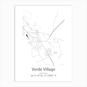 Verde Village,United States Minimalist Map Póster