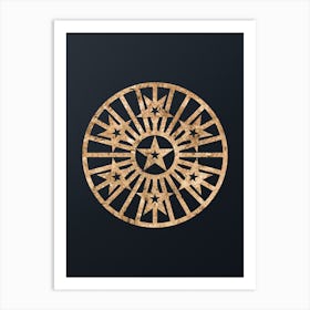 Abstract Geometric Gold Glyph on Dark Teal n.0078 Art Print