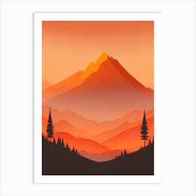 Misty Mountains Vertical Composition In Orange Tone 342 Art Print