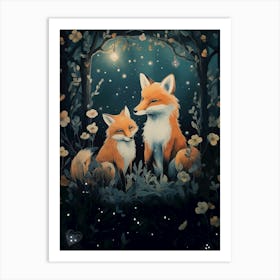 Foxes In The Forest 1 Art Print