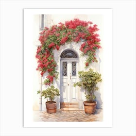 Ancona, Italy   Mediterranean Doors Watercolour Painting 2 Art Print