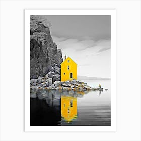 Mountains, Sea And House (1) Art Print