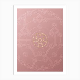 Geometric Gold Glyph on Circle Array in Pink Embossed Paper n.0216 Art Print