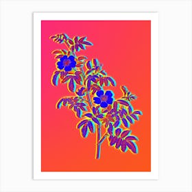 Neon Musk Rose Botanical in Hot Pink and Electric Blue n.0220 Art Print
