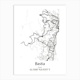 Bastia,France Minimalist Map Art Print