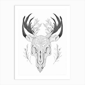 Animal Skull 3 Line Drawing Art Print