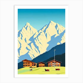 Alta Badia, Italy Midcentury Vintage Skiing Poster Art Print