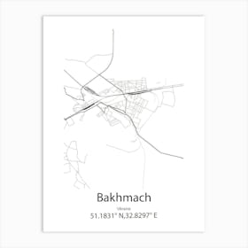 Bakhmach,Ukraine Minimalist Map Art Print