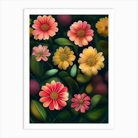 Flowers On A Dark Background Art Print