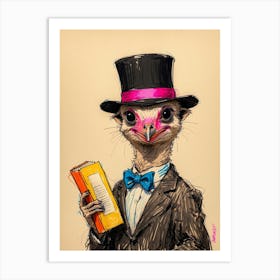 Ostrich In Top Hat 2 Art Print