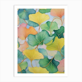 Colourful Ginkgo Leaves Art Print