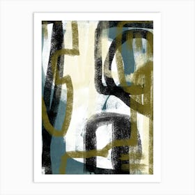 ARCHETYPE - Teal, Ivory, Black Abstract Line Drawing Art Art Print