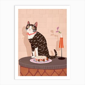 Cat And Lasagne 1 Art Print