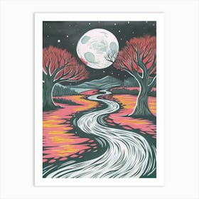 Moonlight River Art Print