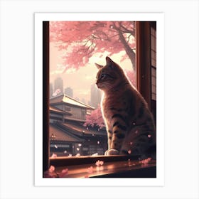 Cat Sitting By The Window 2 Art Print