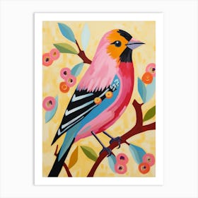 Pink Scandi American Goldfinch 3 Art Print