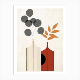 Two Vases With Leaves Art Print