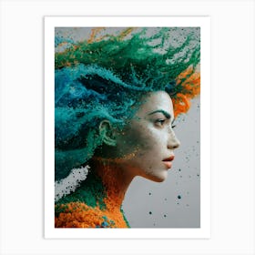 Color Splashed Woman Art Print