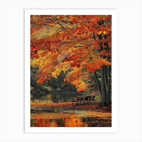 Autumn Leaves By The Lake Art Print