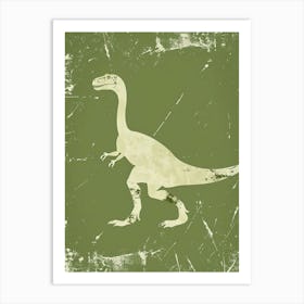 Lime Green Dinosaur Silhouette 3 Art Print