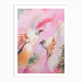 Pink Ethereal Bird Painting Pheasant 4 Art Print