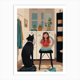 Girl And A Dog Art Print