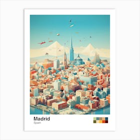 Madrid, Spain, Geometric Illustration 3 Poster Art Print