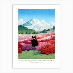 View Of Mount Fuji From An Azalea Garden With A Cat Museum Poster Art Print