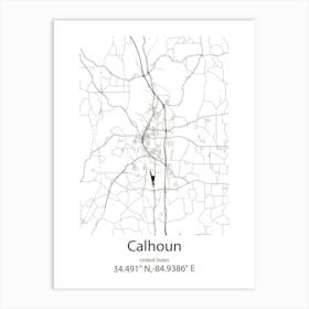 Calhoun,United States Minimalist Map Art Print