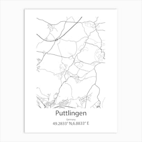 Puttlingen,Germany Minimalist Map Art Print