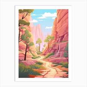 Zion Narrows Usa 2 Hike Illustration Art Print