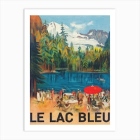 Le Lac Bleu Switzerland Vintage Travel Poster Art Print