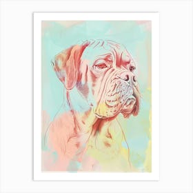 Pastel Neapolitan Mastiff Dog Pastel Line Illustration 1 Art Print